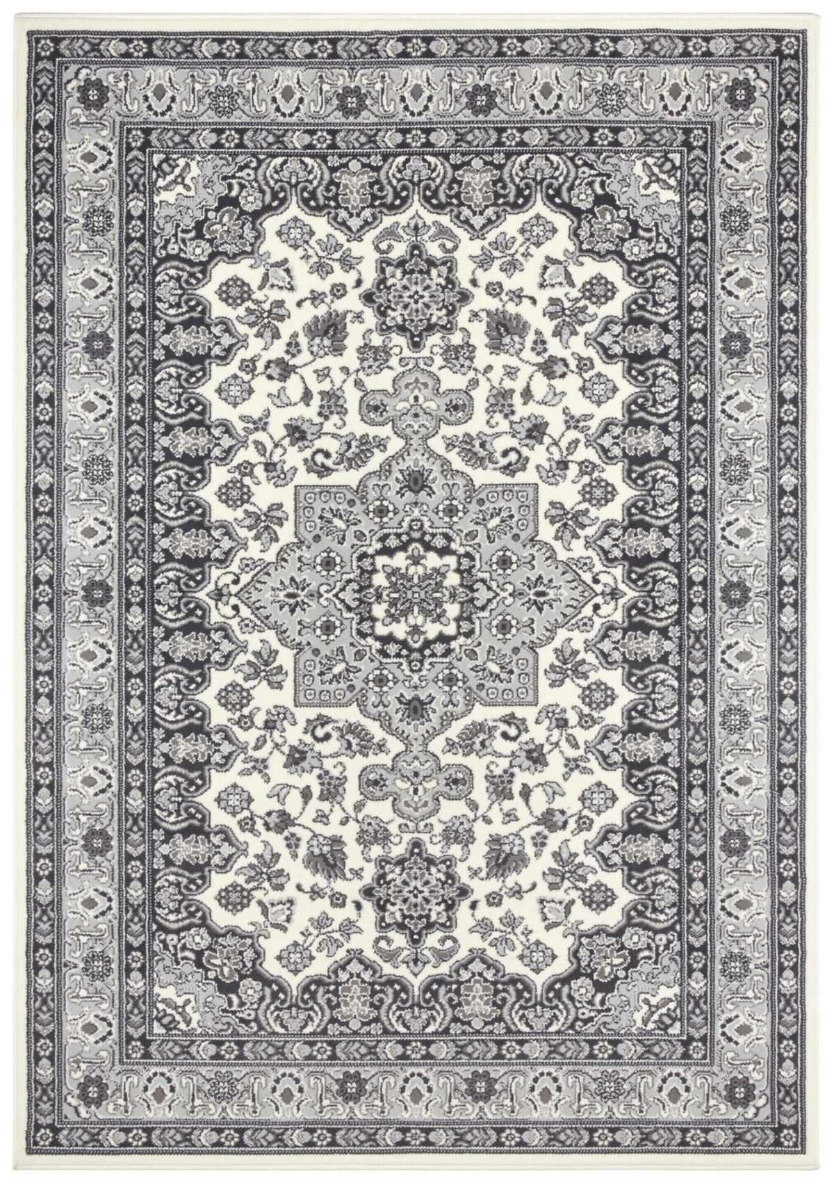 VINTAGE-TEPPICH 80/150 cm Mirkan Creme, Grau  - Creme/Grau, Basics, Kunststoff/Textil (80/150cm)