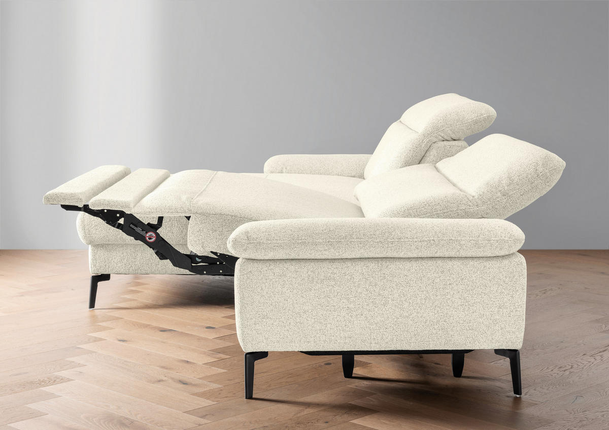 ECKSOFA CANCELLI in Struktur Creme  178/300 cm  - Creme/Schwarz, KONVENTIONELL, Textil/Metall (178/300cm) - Livetastic