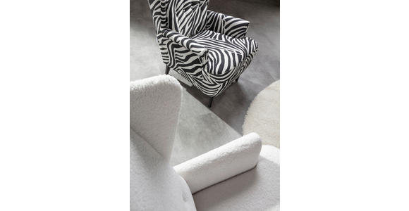 OHRENSESSEL Flachgewebe Weiß  - Dunkelbraun/Weiß, Design, Holz/Textil (72/104/85cm) - Carryhome