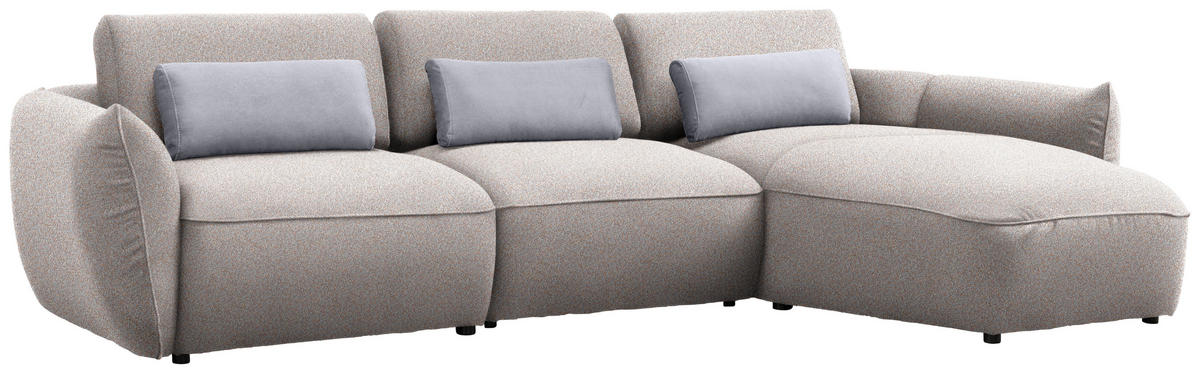 ECKSOFA  in Chenille Beige  340/190 cm  - Beige/Silberfarben, Design, Kunststoff/Textil (340/190cm) - Belluti