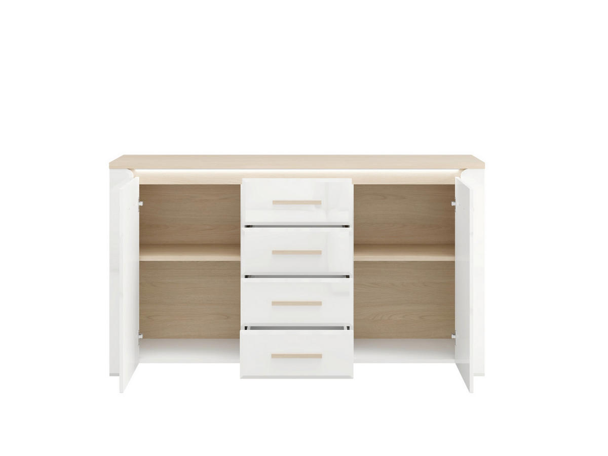 KOMÓD 154/88/40 cm  - Bianco tölgy/fehér, Basics, műanyag/faalapú anyag (154/88/40cm) - Carryhome