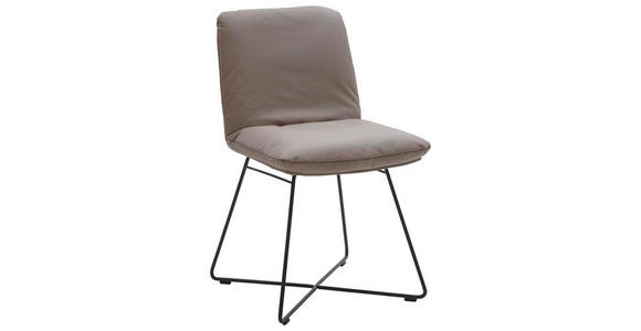 STUHL Echtleder Anthrazit, Taupe - Taupe/Anthrazit, KONVENTIONELL, Leder/Metall (52/90/65cm) - Valnatura
