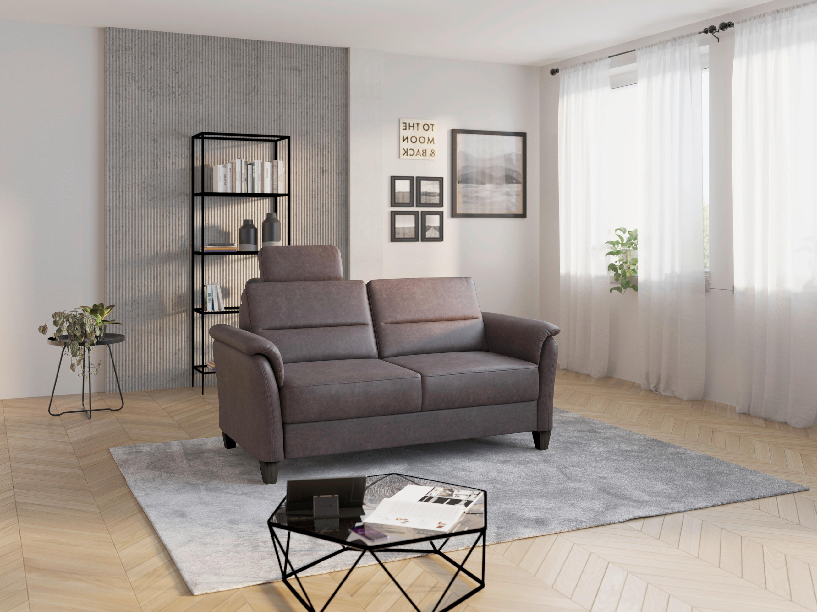 3-SITZER-SOFA PALMERA V Mikrofaser Braun  - Wengefarben/Braun, KONVENTIONELL, Holz/Textil (179/89/89cm) - Sit & More