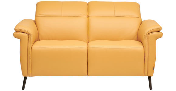 2-SITZER-SOFA  in Echtleder Currygelb   - Currygelb/Schwarz, Design, Leder/Metall (162/79/104cm) - Belluti