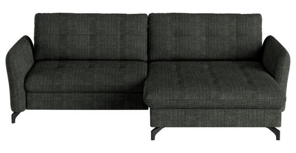 ECKSOFA in Flachgewebe, Leinenoptik Dunkelgrün  242/170 cm  - Dunkelgrün/Schwarz, Design, Textil/Metall (242/170cm) - Xora