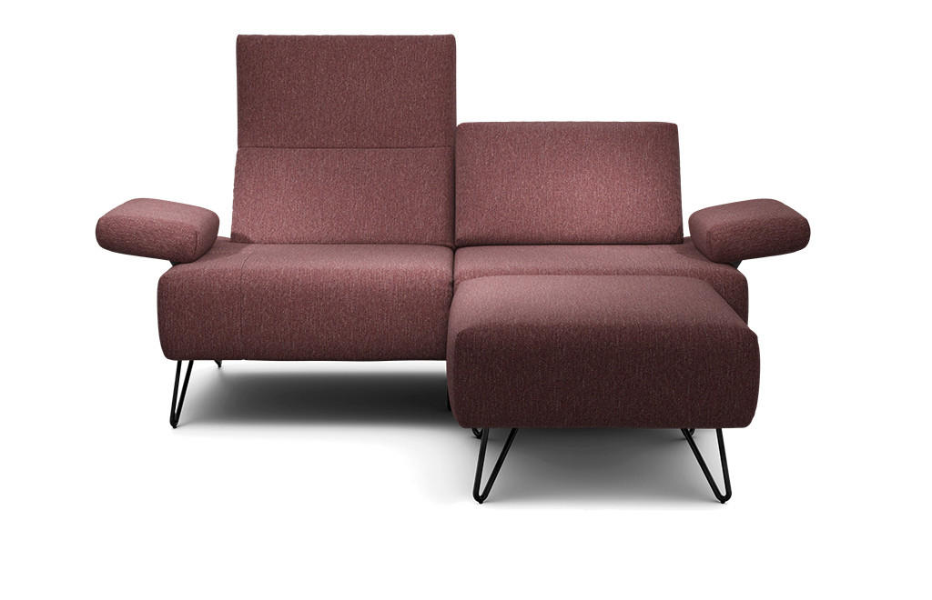 2-SITZER-SOFA Chenille Rot  - Rot/Schwarz, Design, Textil/Metall (164-194/85/86-94cm) - SENSOO