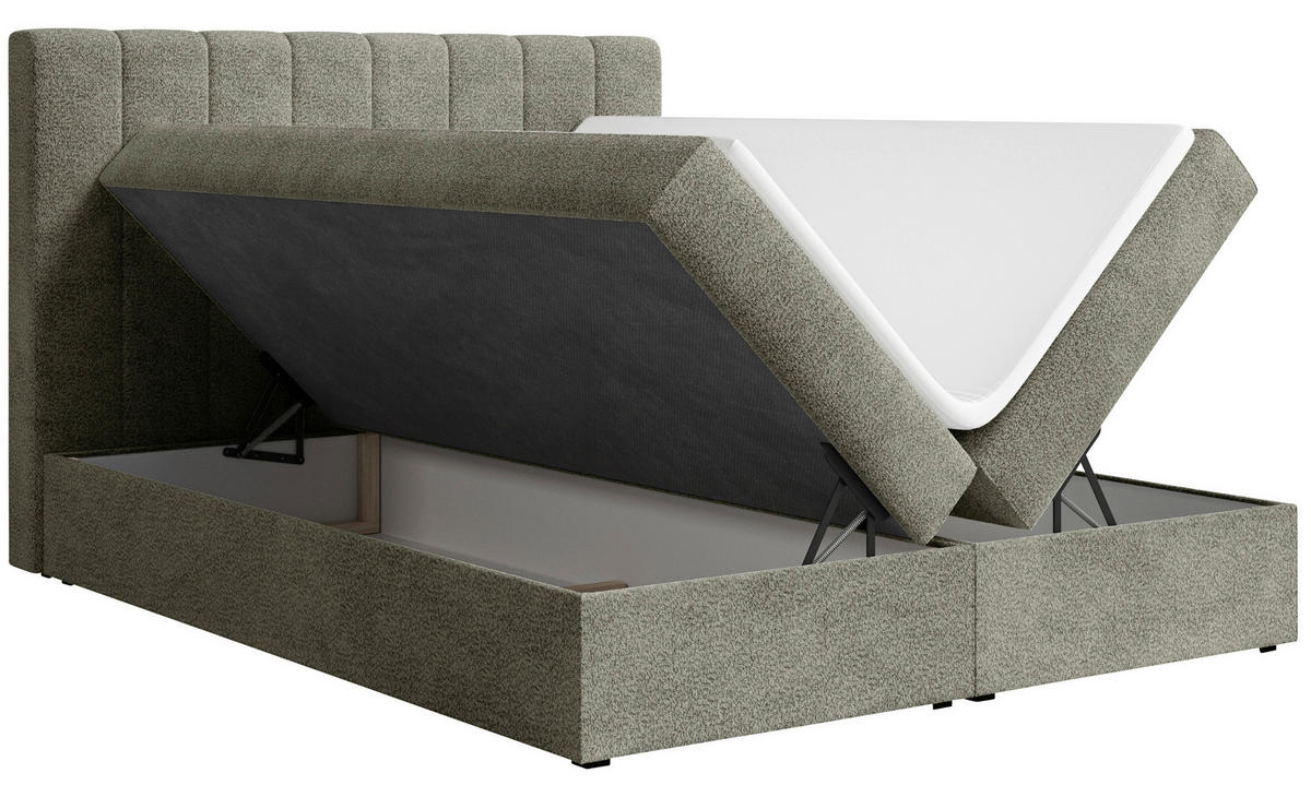 BOXBETT 160/200 cm,  in Grün, Bettkasten, Topper,  - Schwarz/Grün, MODERN, Holz/Kunststoff (160/200cm) - MID.YOU