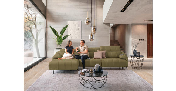ECKSOFA in Echtleder Creme 165/313 cm - Beige/Creme, Design, Leder/Metall (165/313cm) - Emilio Belluti