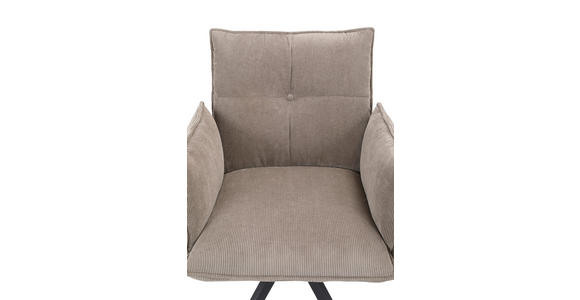 ARMLEHNSTUHL in Eisen Cord - Taupe/Schwarz, Design, Textil/Metall (63,5/85/63,5cm) - Novel