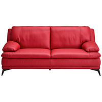 2,5-SITZER Rot Echtleder  - Rot/Schwarz, Design, Leder/Metall (212/92/98cm) - Novel