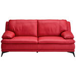 2,5-SITZER Rot Echtleder  - Rot/Schwarz, Design, Leder/Metall (212/92/98cm) - Novel