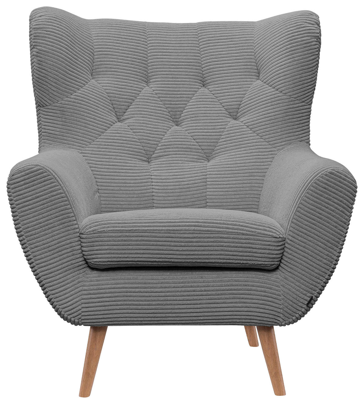 SESSEL in Cord Hellgrau  - Eichefarben/Hellgrau, Design, Holz/Textil (87/101/95cm) - Stylife
