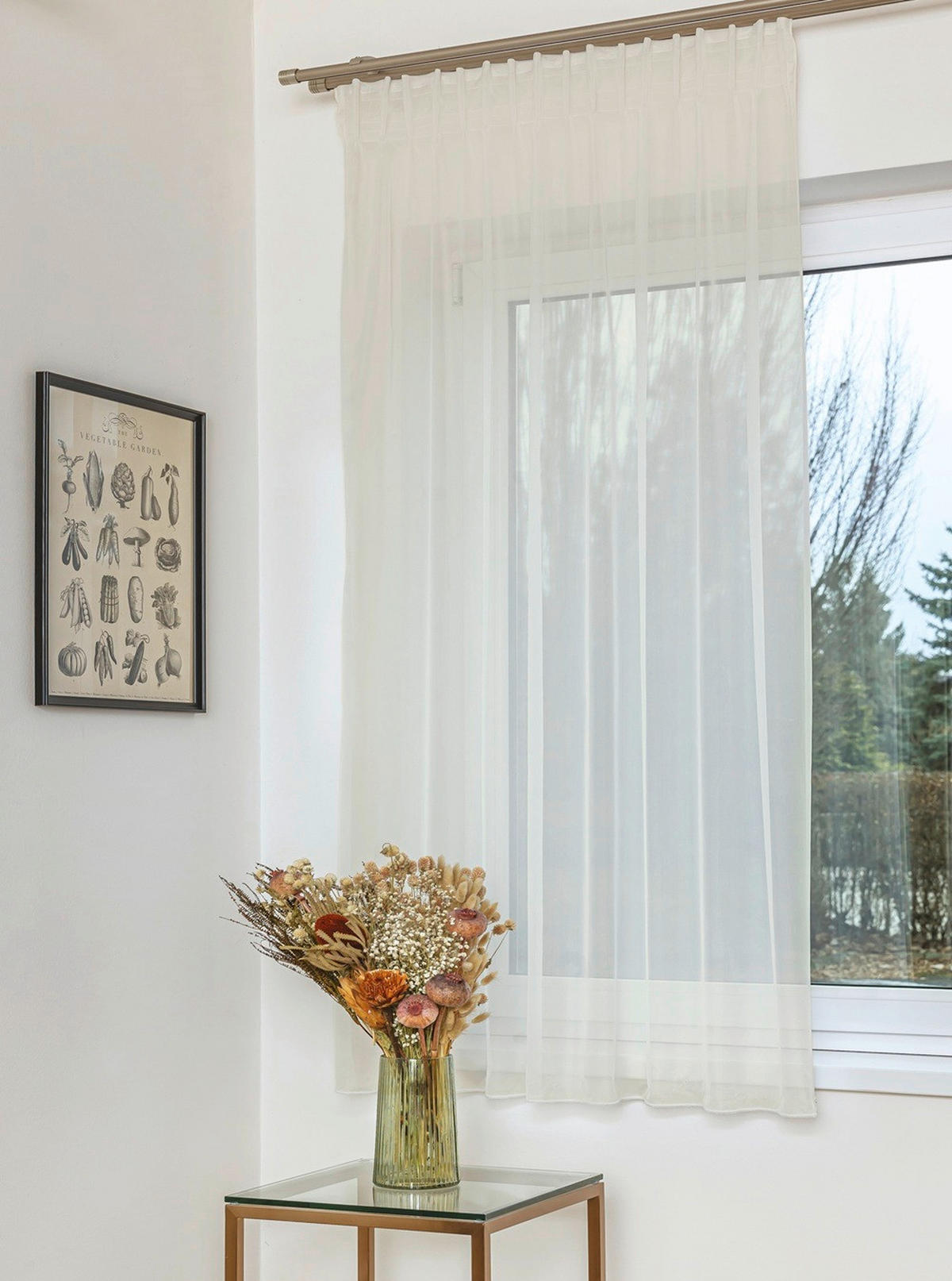 KÉSZFÜGGÖNY áttetsző  - ekrü, Basics, textil (140/175cm)