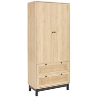 GARDEROBENSCHRANK  in 80/190/39 cm  - Schwarz/Naturfarben, Natur, Holz/Papier (80/190/39cm) - MID.YOU