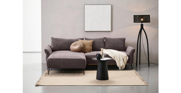 ECKSOFA Braun Chenille - Schwarz/Braun, KONVENTIONELL, Textil/Metall (164/255cm) - Carryhome