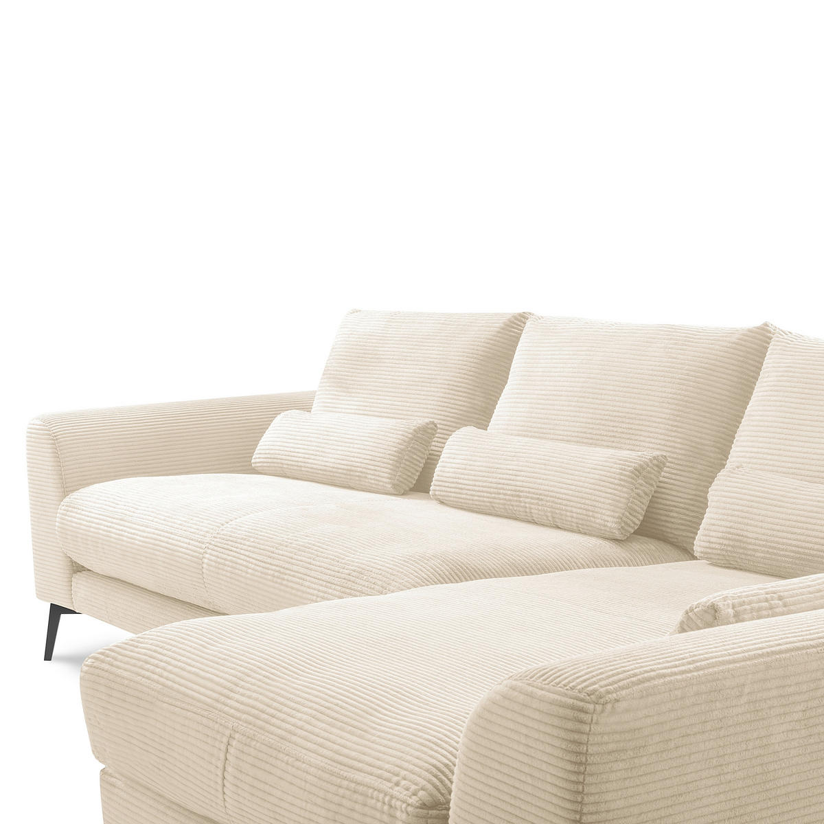 ECKSOFA Creme Cord Nierenkissen, Rückenkissen  - Creme/Schwarz, Design, Textil/Metall (313/172cm) - P & B