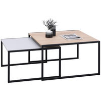 COUCHTISCHSET Holz, Metall 75/75/42 cm  - Eichefarben/Hellgrau, Design, Holz/Metall (75/75/42cm) - Dieter Knoll