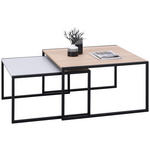 COUCHTISCHSET in Holz, Metall 75/75/42 cm  - Eichefarben/Hellgrau, Design, Holz/Metall (75/75/42cm) - Dieter Knoll