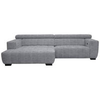 ECKSOFA in Webstoff Grau  - Schwarz/Grau, Konventionell, Textil/Metall (182/279cm) - Hom`in