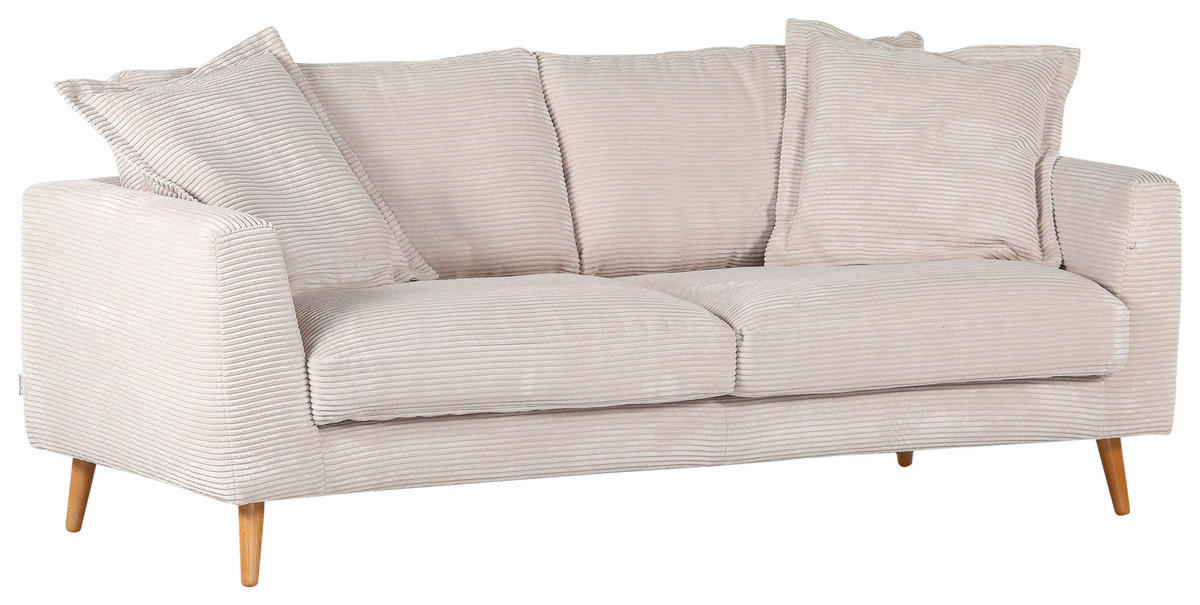 BIG SOFFA i manchester beige  - beige/naturfärgad, Romantik / Lanthus, trä/textil (220/69/100cm) - Livetastic