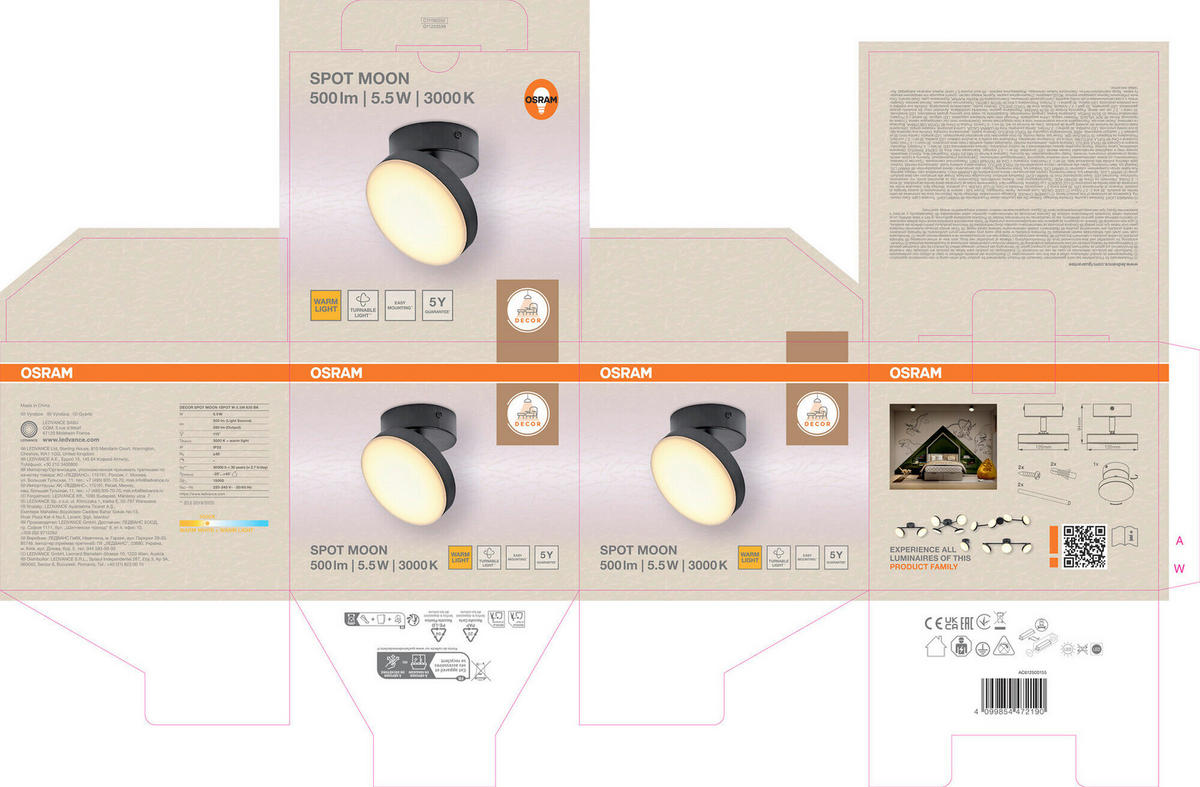 LED-STRAHLER 12/12/9.4 cm   - Schwarz, Basics, Kunststoff/Metall (12/12/9.4cm) - Osram