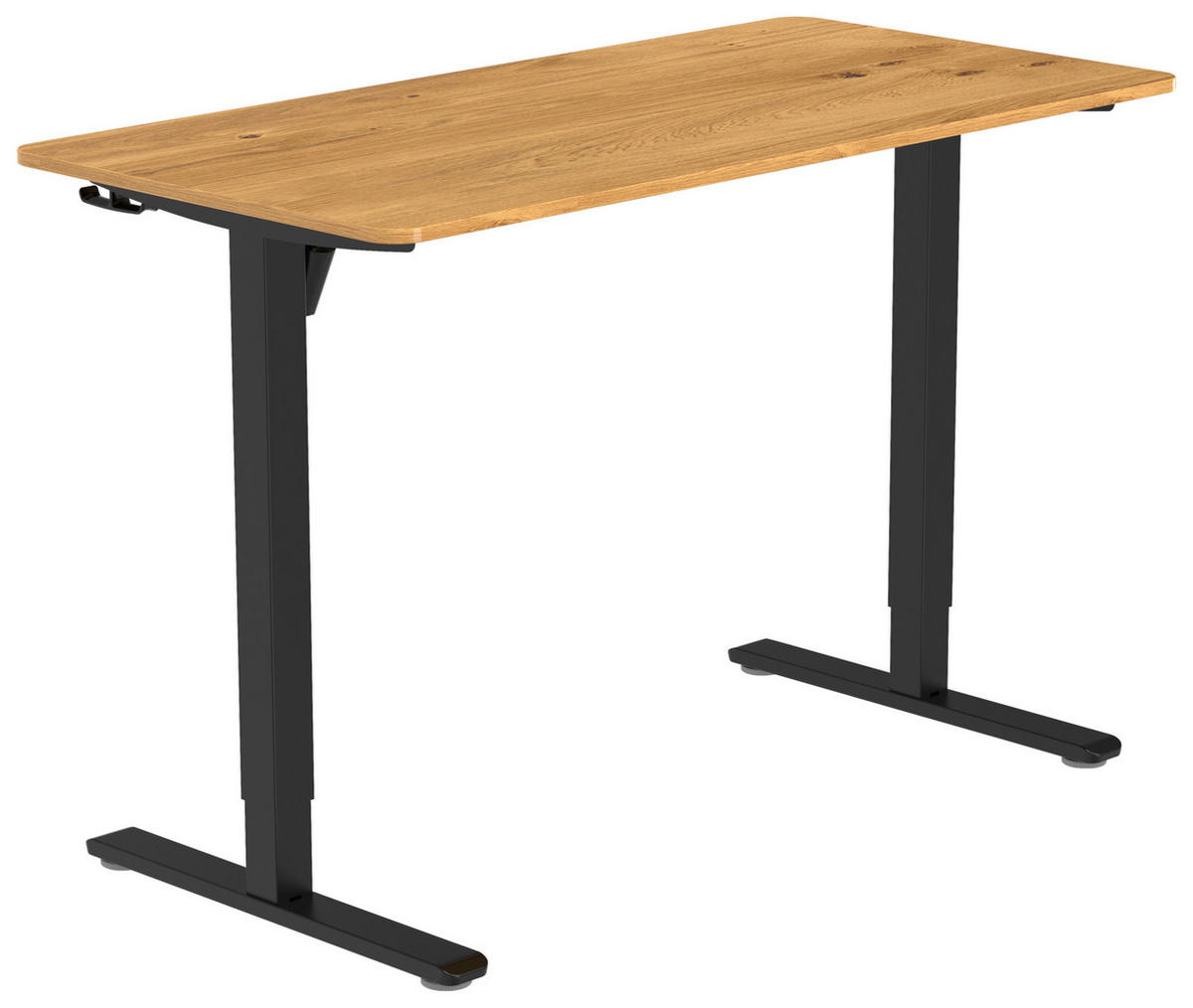 SCHREIBTISCH 120/60/70-115 cm Schwarz, Plankeneiche höhenverstellbar, Memoryschalter, Getränkehalter, Headsethalter elektrisch höhenverstellbar  - Plankeneiche/Schwarz, Modern, Holzwerkstoff/Kunststoff (120/60/70-115cm) - Livetastic