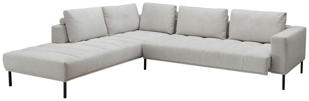 ECKSOFA in Flachgewebe Creme  270/308 cm  - Creme/Schwarz, Design, Textil/Metall (270/308cm) - Pure Home Lifestyle