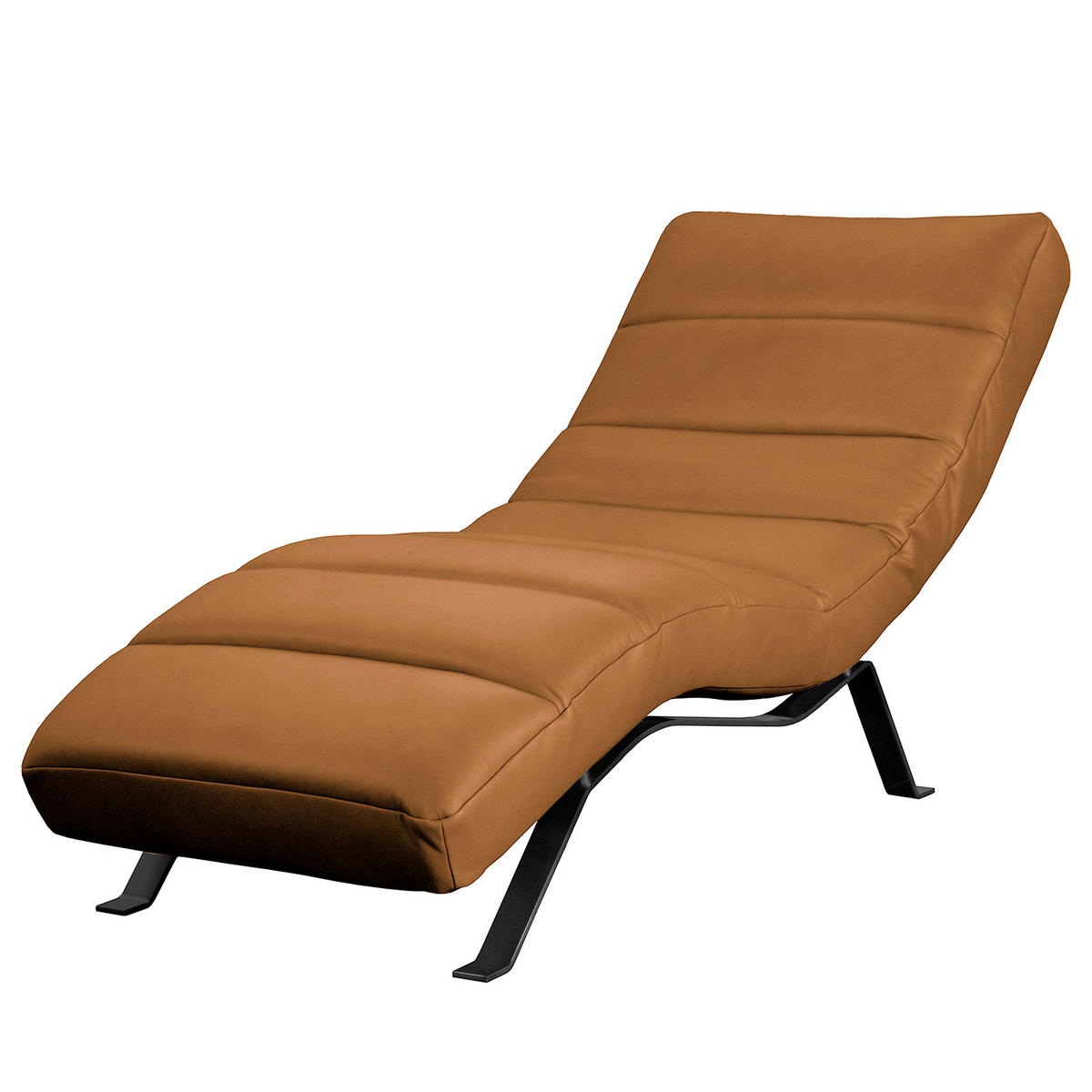 RELAXLIEGE Echtleder Cognac  - Cognac/Schwarz, Design, Leder/Metall (65/65-95/171cm) - Livetastic