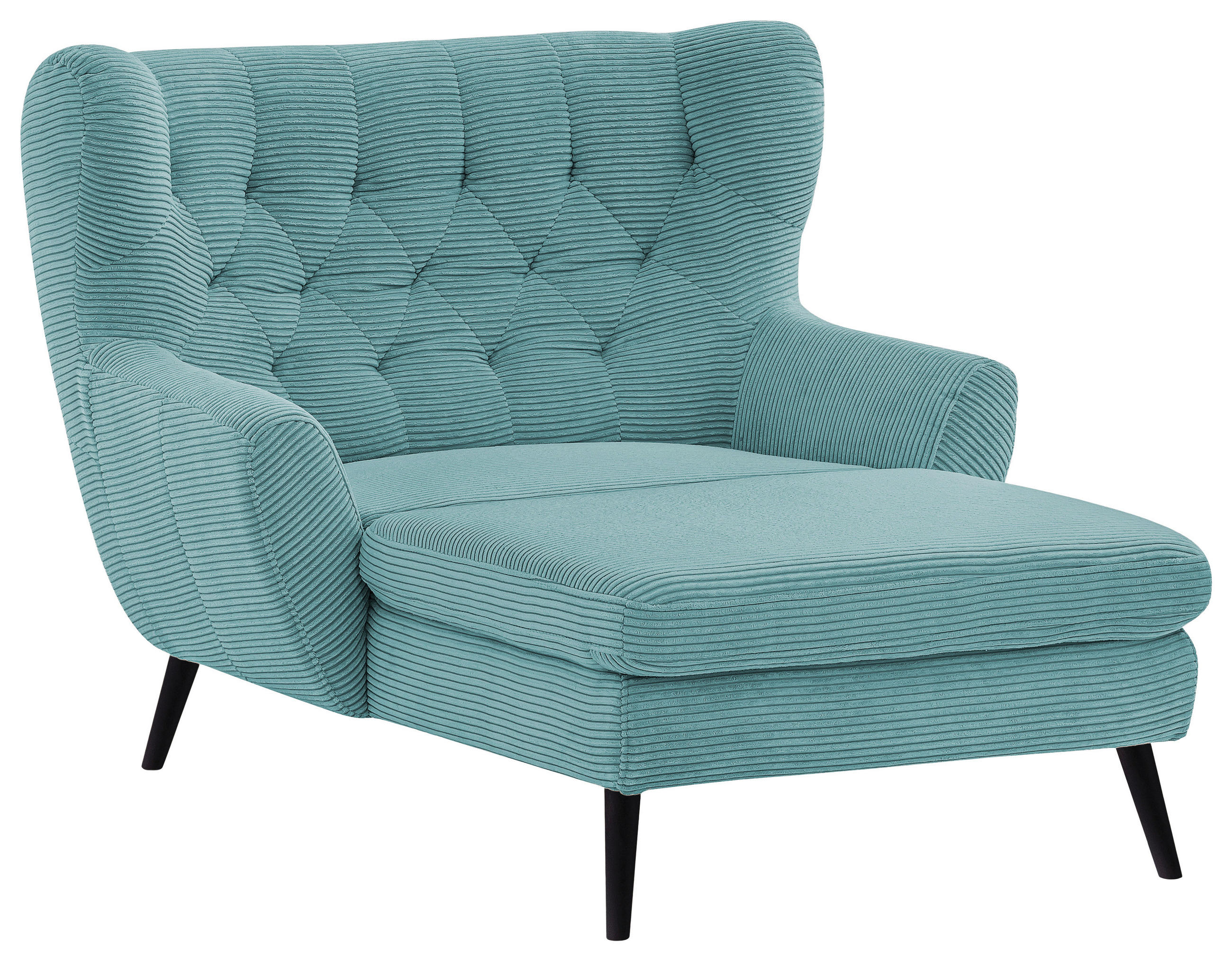 XXL-SESSEL Cord Türkis    - Türkis/Schwarz, Design, Holz/Textil (120/101/165cm) - Stylife