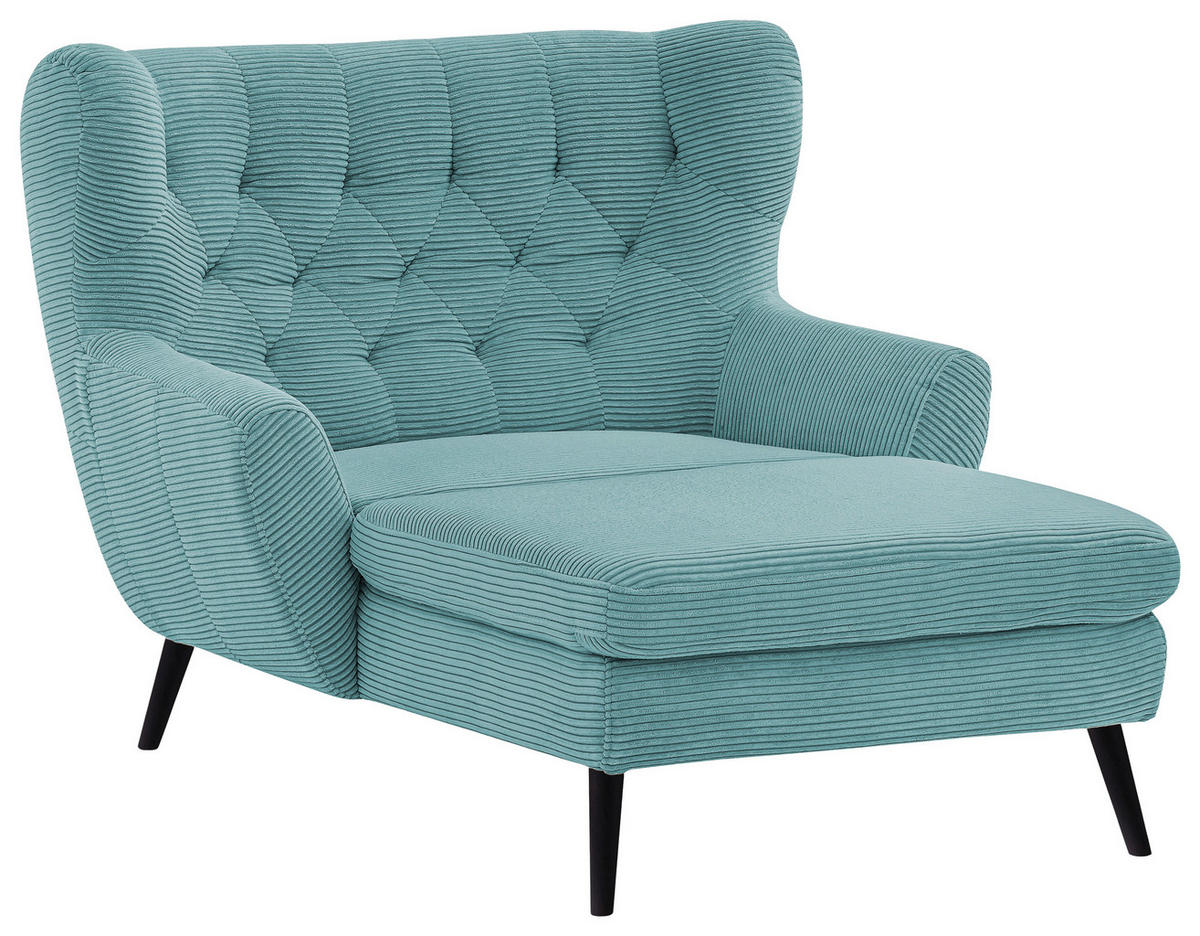 XXL-SESSEL Cord Türkis    - Türkis/Schwarz, Design, Holz/Textil (120/101/165cm) - Stylife