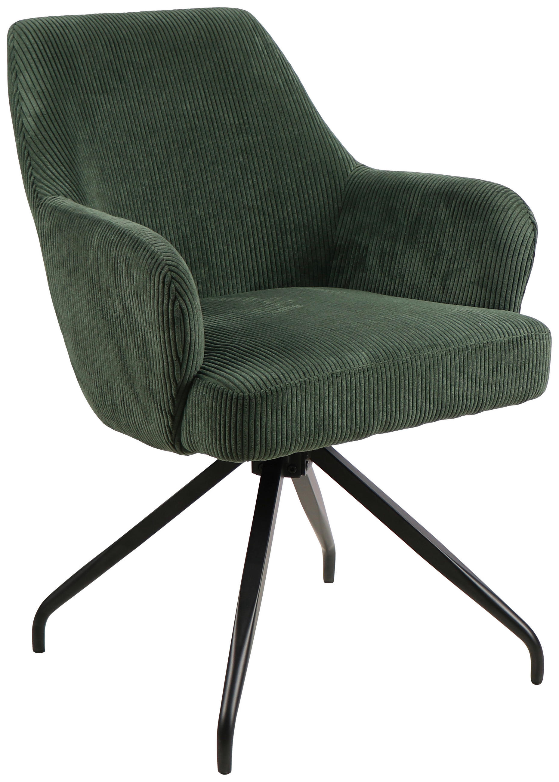 Scaun Cu Brațe din lemn, metal, textil, verde, negru