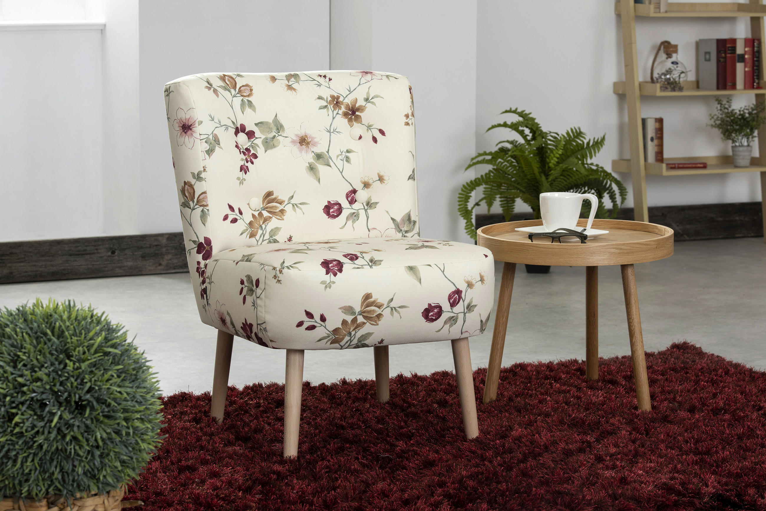 SESSEL in Flachgewebe Weiß  - Buchefarben/Weiß, Design, Holz/Textil (58/78/68cm) - Max Winzer