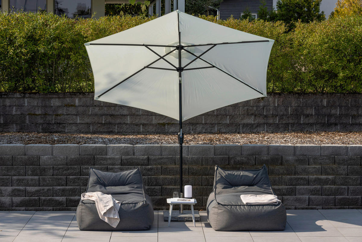 SONNENSCHIRM 300 cm  - Ecru/Grau, KONVENTIONELL, Textil/Metall (300/300cm) - Gardenson