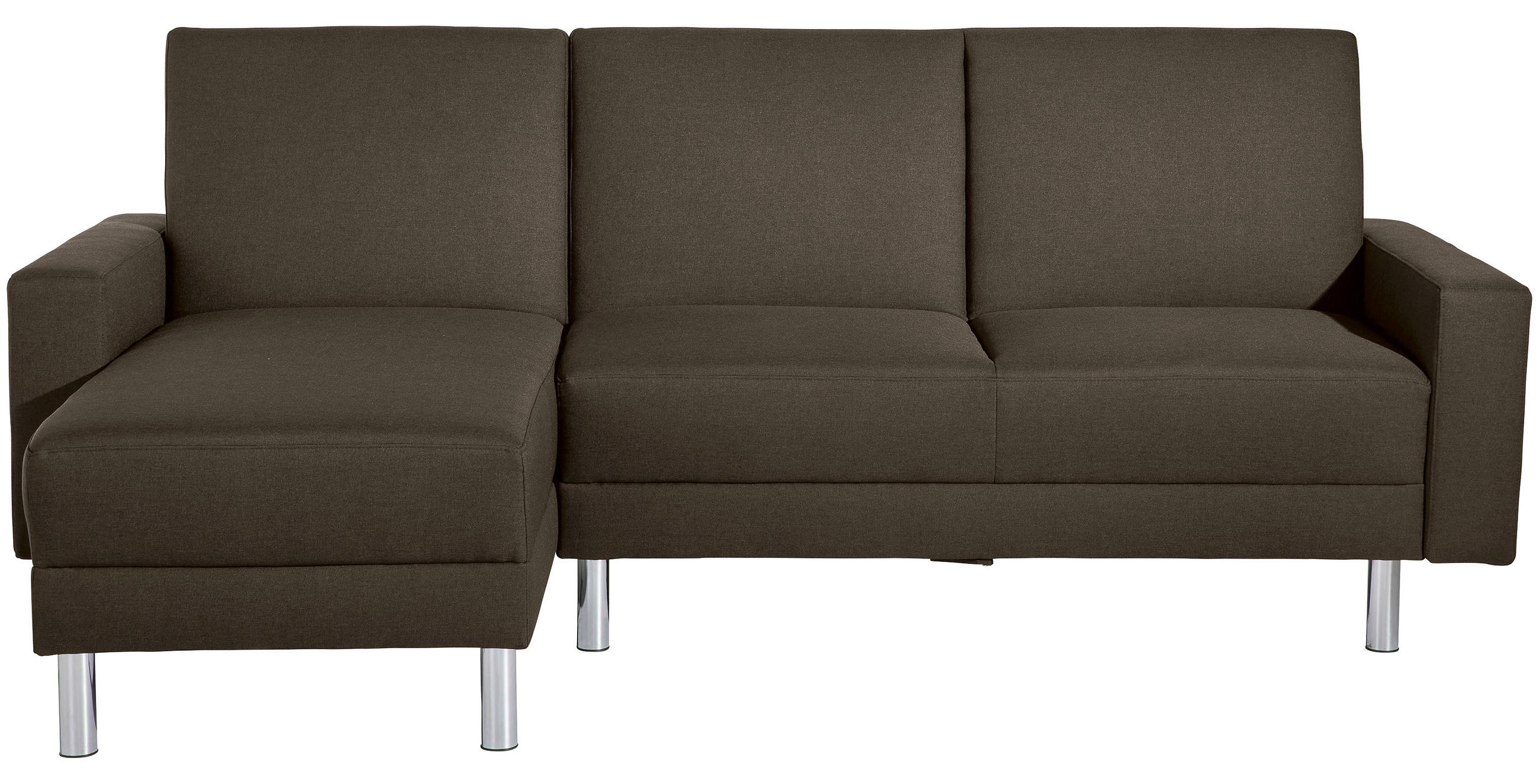 ECKSCHLAFSOFA inkl. Hocker  in Flachgewebe Braun  - Chromfarben/Braun, KONVENTIONELL, Textil/Metall (152/230cm) - Max Winzer