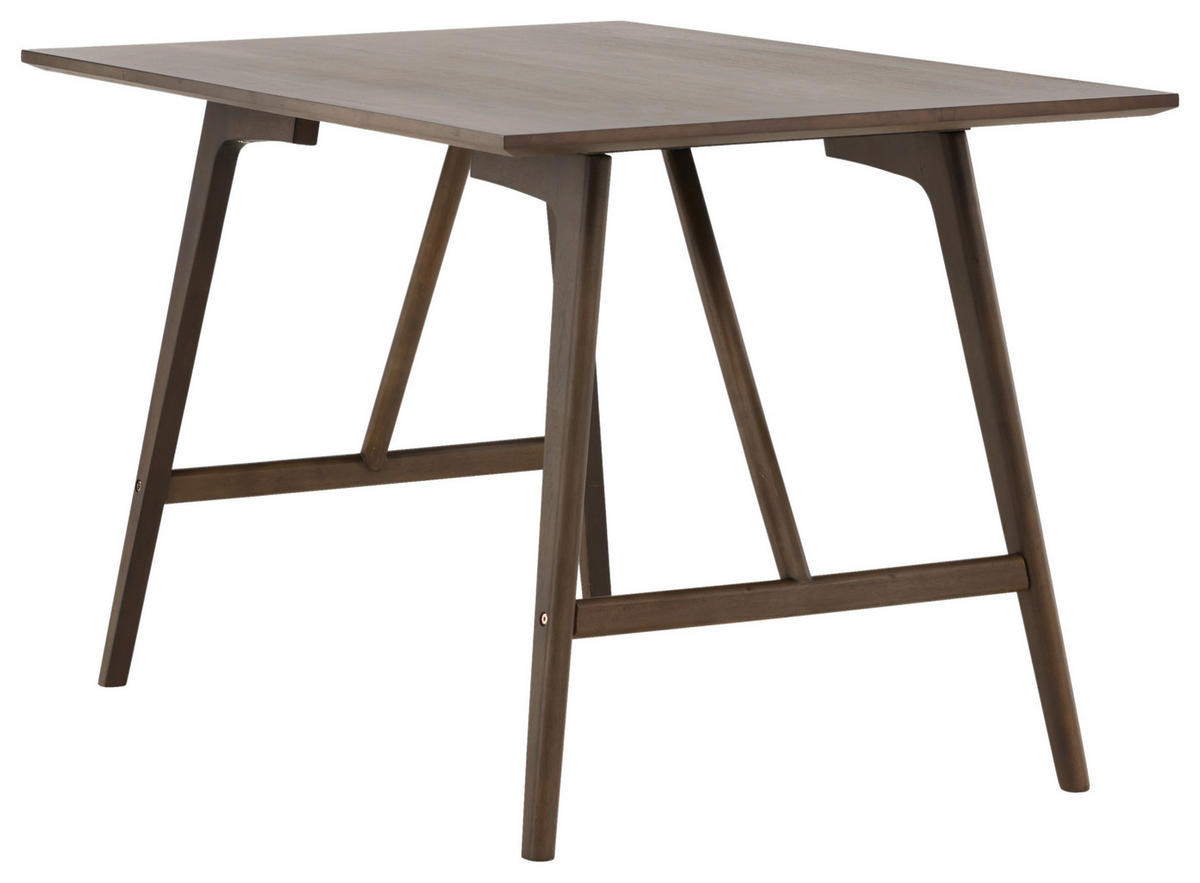 ESSTISCH Kautschukholz furniert, massiv rechteckig Dunkelbraun  - Dunkelbraun, Design, Holz/Holzwerkstoff (120/80/75cm) - Livetastic