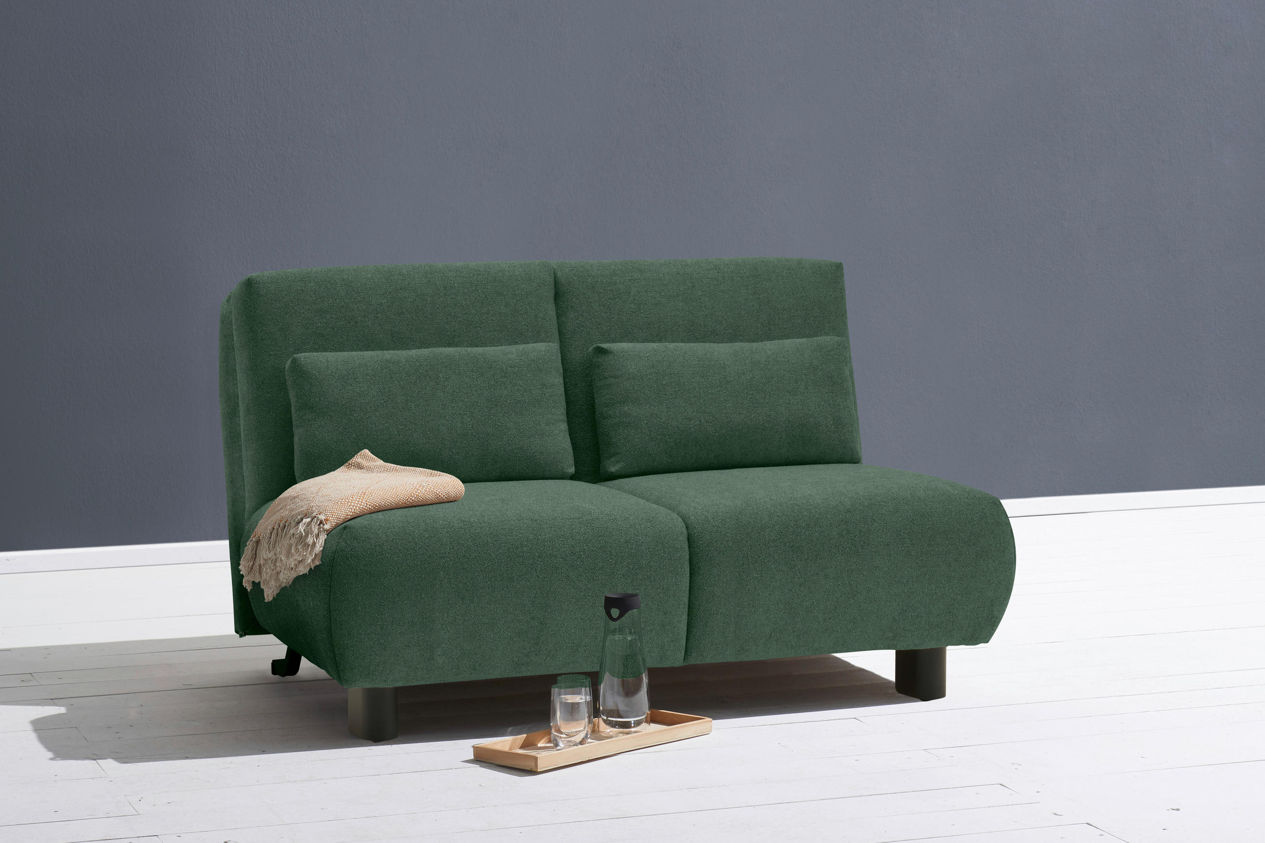 SCHLAFSOFA Flachgewebe Grün  - Schwarz/Grün, KONVENTIONELL, Textil/Metall (150/85/100cm) - Carryhome