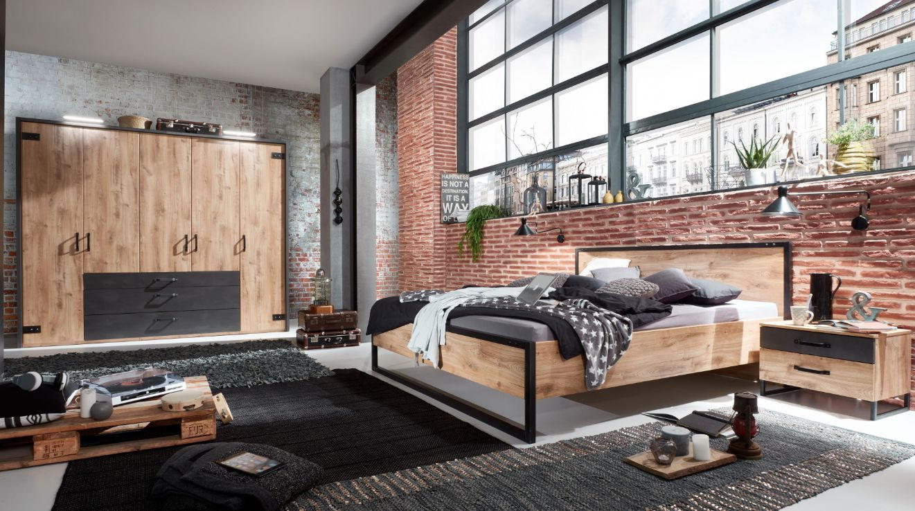 Thumbnail - Mid.you Bett Wimex Detroit, Graphit, Eiche, 160x200 cm, Made in Germany, BQ - Bündnis für Qualität, DIN EN ISO 9001, Sch...