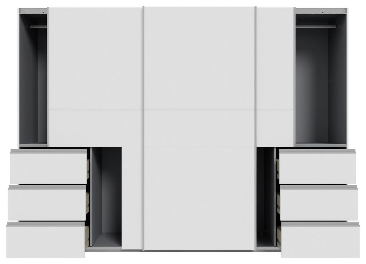 SCHWEBETÜRENSCHRANK 270/200/61 cm 3-türig Weiß  - Alufarben/Weiß, KONVENTIONELL, Holzwerkstoff/Metall (270/200/61cm) - Carryhome