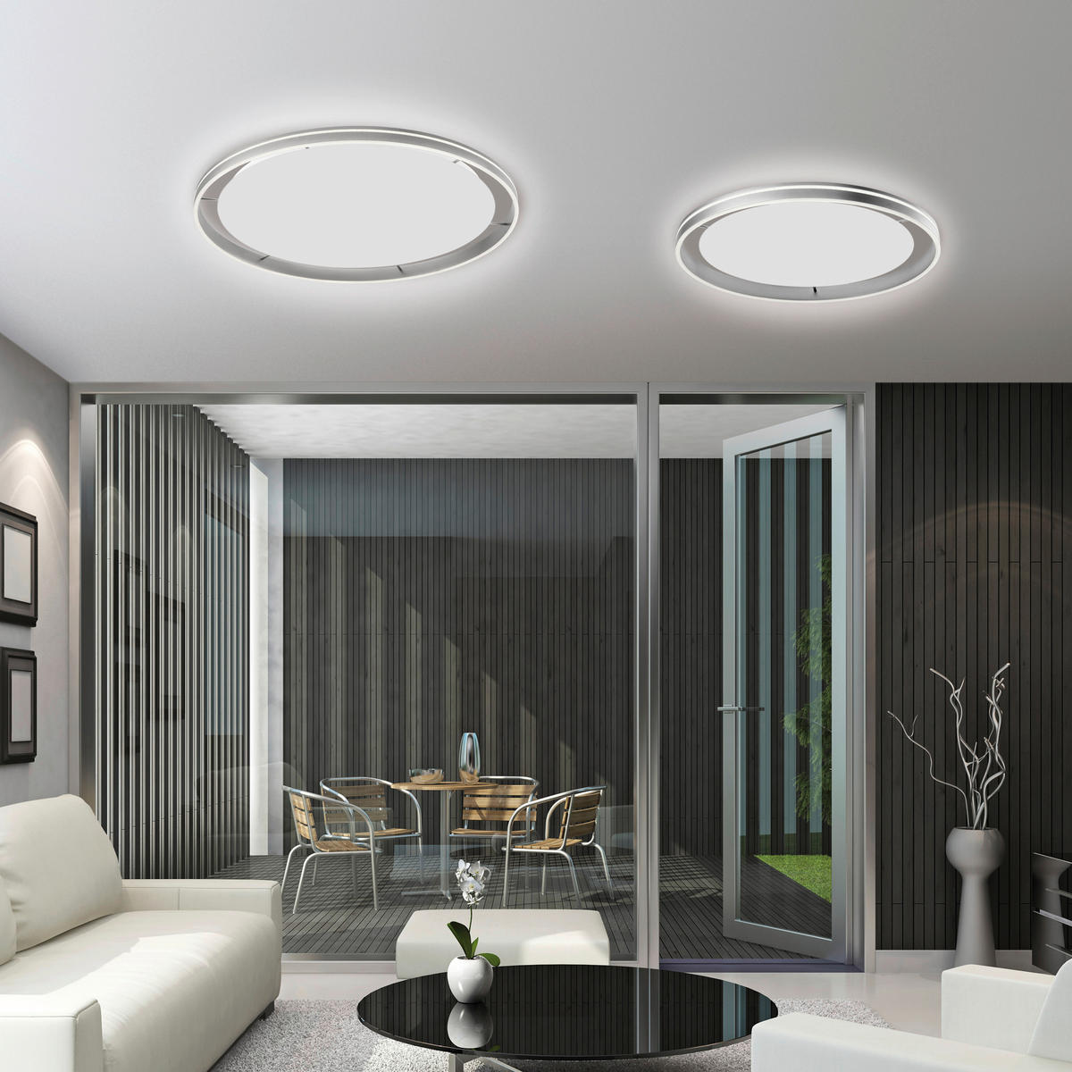 STROPNÍ LED SVÍTIDLO, 59/59 cm  - barvy stříbra, Design, kov/plast (59/59cm)