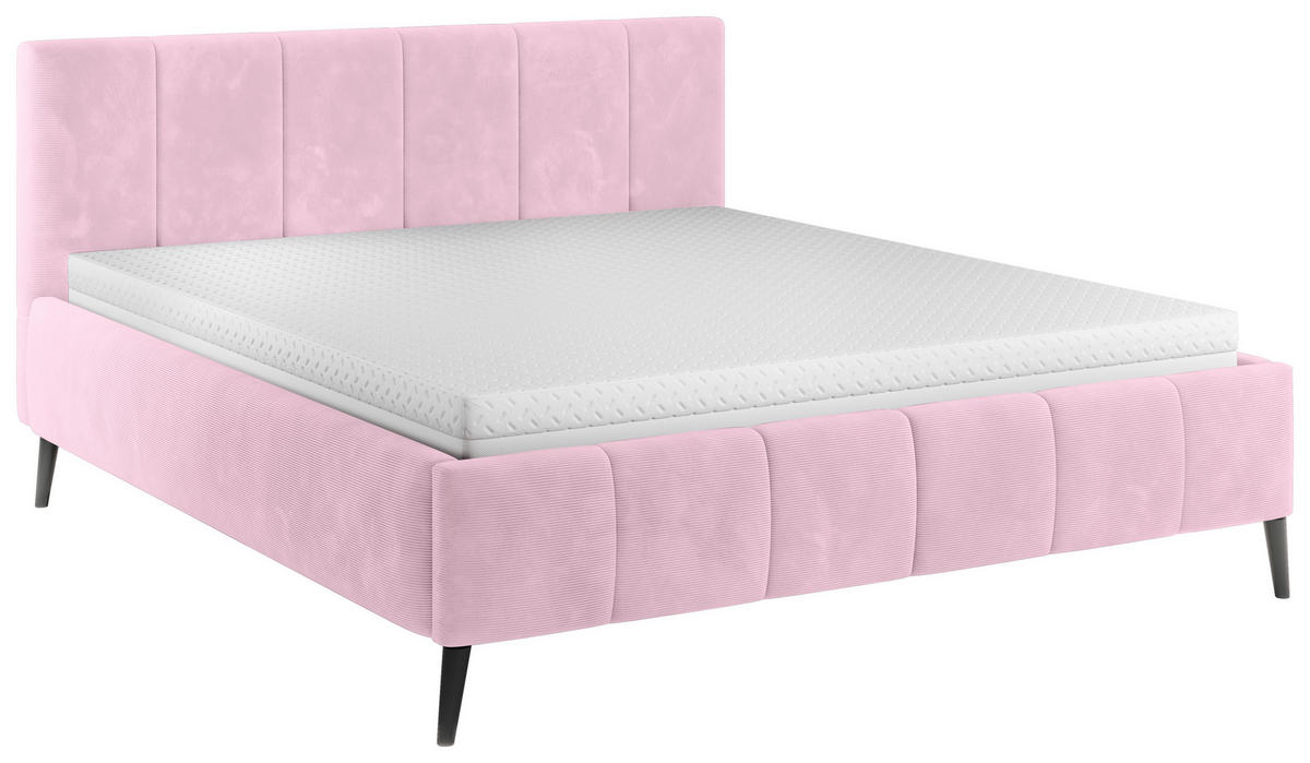 POLSTERBETT 160/200 cm  in Rosa  - Schwarz/Naturfarben, Trend, Holz/Textil (160/200cm) - home24