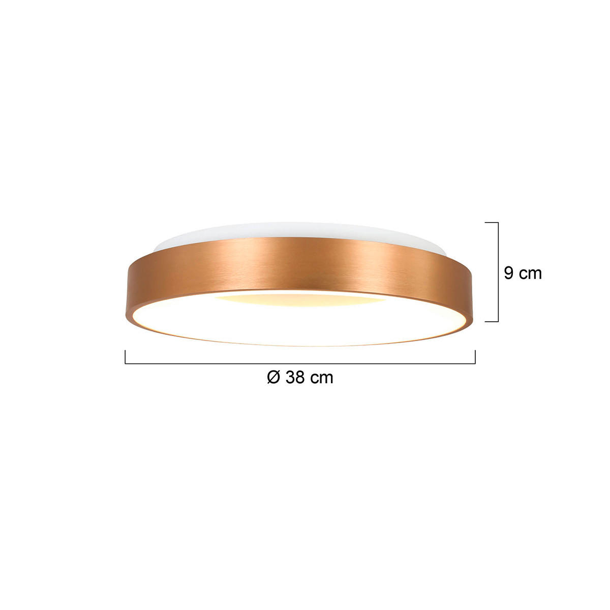 LED-DECKENLEUCHTE Ringlede 38/9 cm   - Goldfarben, Basics, Kunststoff/Metall (38/9cm)