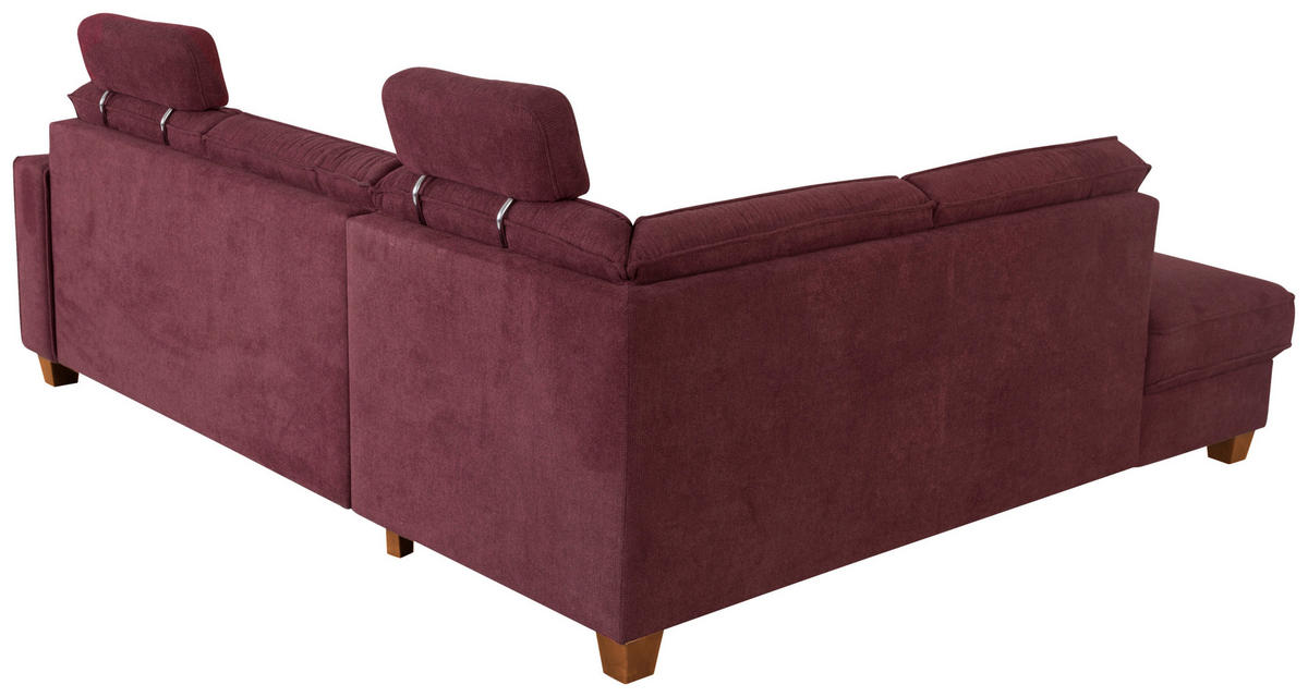 ECKSOFA in Flachgewebe Dunkelrot  213/236 cm  - Eichefarben/Dunkelrot, KONVENTIONELL, Holz/Textil (213/236cm) - Sit & More