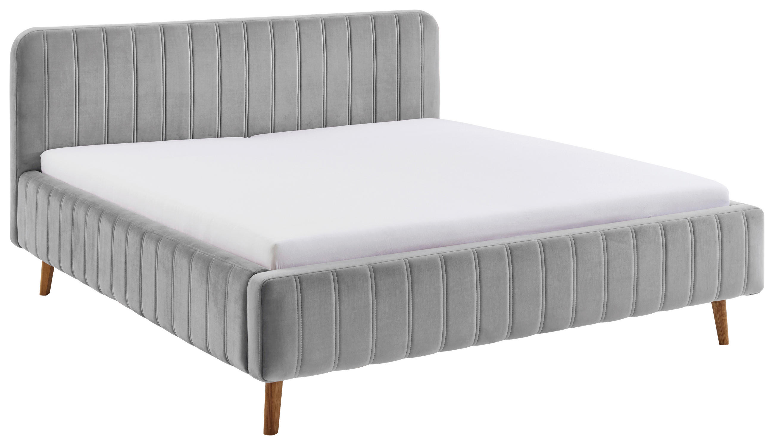 POLSTERBETT 180/200 cm,  in Grau,  - Eichefarben/Grau, MODERN, Holz/Textil (180/200cm) - Xora