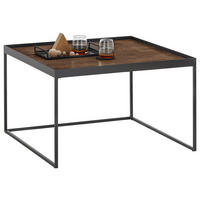 COUCHTISCH Eiche massiv 80/80/49 cm quadratisch Schwarz, Eiche dunkel  - Eiche dunkel/Schwarz, Natur, Holz/Metall (80/80/49cm) - SetOne by Musterring