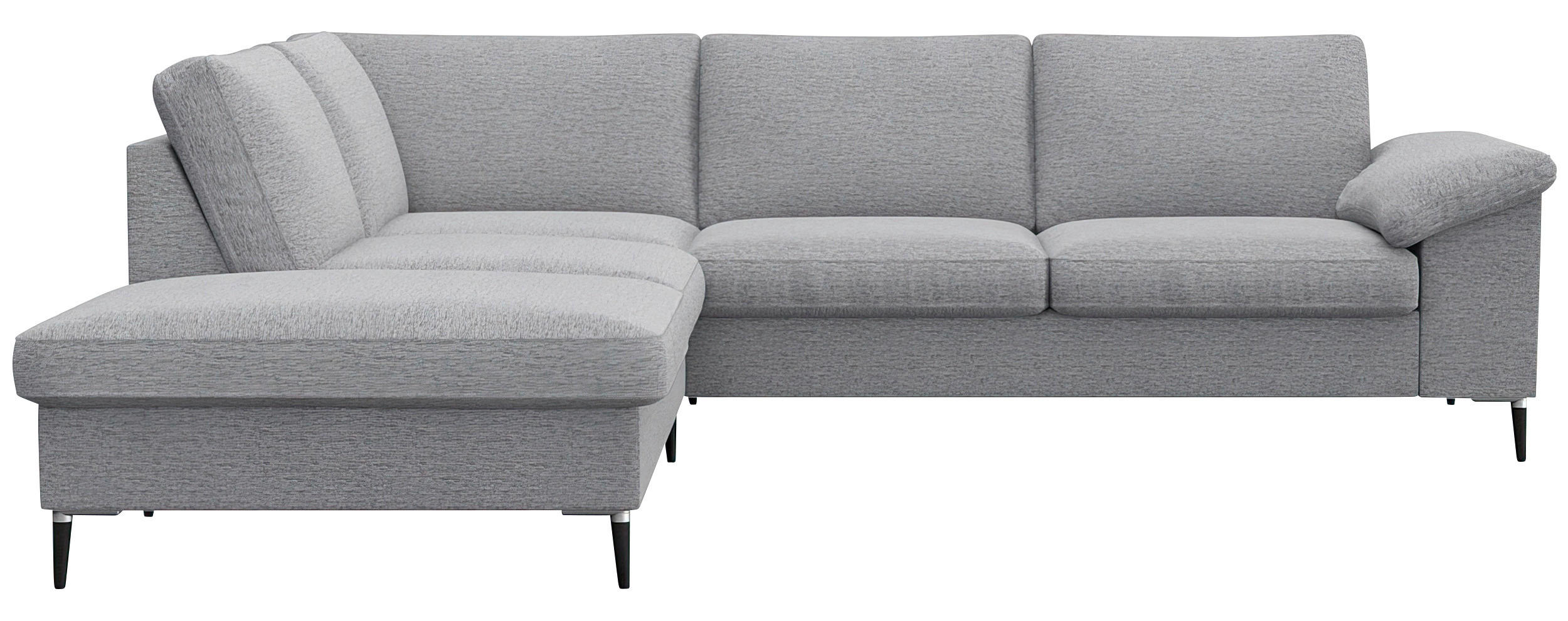 ECKSOFA Hellgrau Chenille, Webstoff, Flachgewebe - Hellgrau/Alufarben, Design, Textil/Metall (225/247cm) - Livetastic