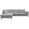 ECKSOFA Hellgrau Chenille, Webstoff, Flachgewebe  - Hellgrau/Alufarben, Design, Textil/Metall (225/247cm) - Livetastic