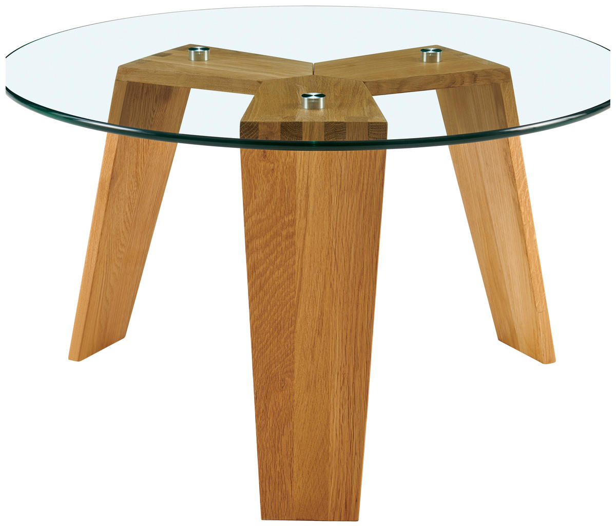 COUCHTISCH Eiche massiv ESG rund Klar, Naturfarben  - Klar/Naturfarben, Design, Glas/Holz (70/39.5/70cm) - Livetastic