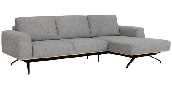 ECKSOFA Grau Struktur  - Schwarz/Grau, Design, Textil/Metall (262/157cm) - Novel