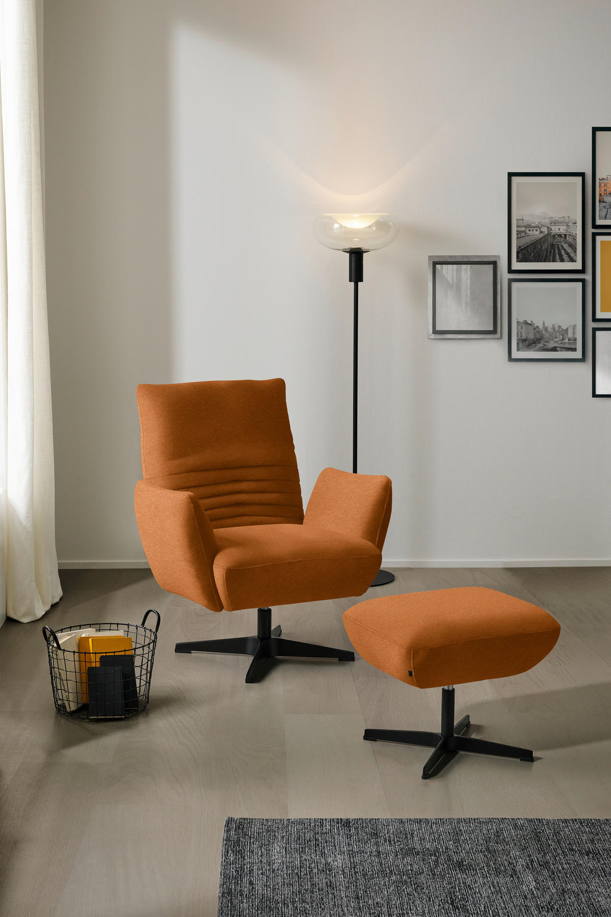 SESSEL in Teddystoff Cognac  - Cognac/Schwarz, Design, Textil/Metall (60/94/86cm) - Dieter Knoll