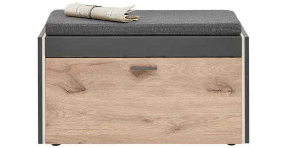 GARDEROBENBANK in 86/43/37 cm - Eichefarben/Grau, Design, Holzwerkstoff/Kunststoff (86/43/37cm) - Hom`in